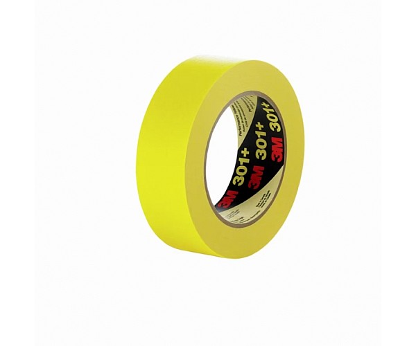 3M Performance Masking Tape Yellow 301+ BOX QTY in Yellow - Front View
