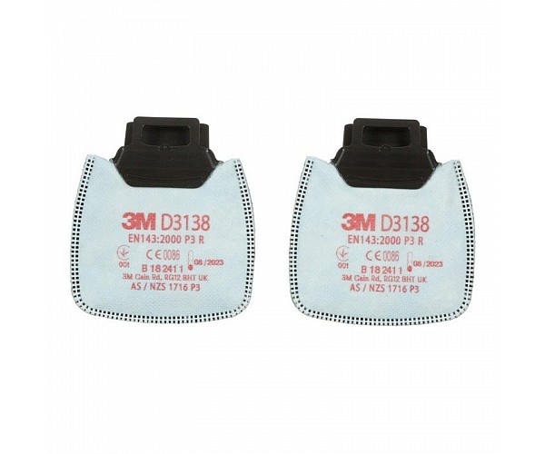 3M Secure Click Particulate Filter P3, D3138, with Nuisance Level Organic Vapour/Acid Gas Relief Cartridges & Filter Accessories