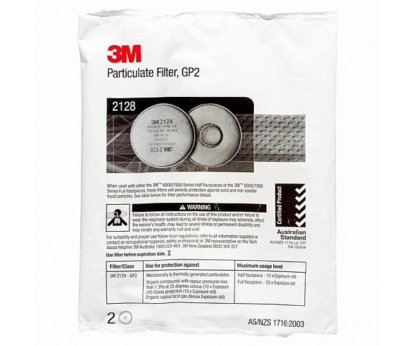 3M Particulate Filter 2128, P2 in Front View