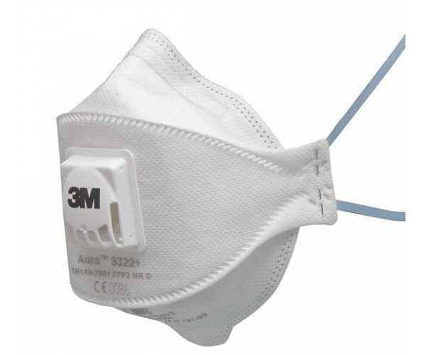 3M Particulate Respirator Aura P2 Mask 9322A+ Box of 10 Disposable Respirator Masks