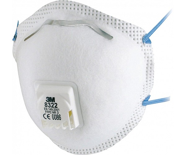 3M Particulate Respirator Cupped P2 Valved Cool Flow 8322 Box of 10 Disposable Respirator Masks