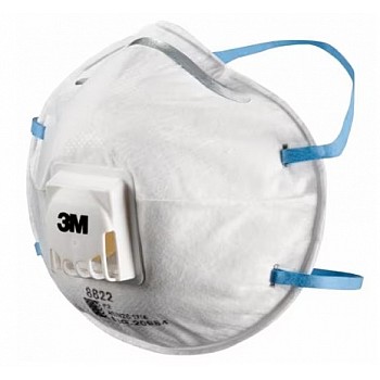 3M Cupped Particulate Respirator 8822, P2, valved Box of 10