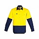 Mens Closed Front Long Sleeve Shirt in yellow and or orange - Front View
