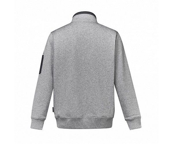 SYZMIK Unisex 1/4 Zip Brushed Fleece Pullover - zt366 in Black/Charcoal- Front View