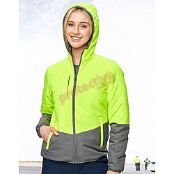 UNISEX HI VIS MODERN STYLING HOODED PUFFER JACKET UNISEX HI VIS MODERN STYLING HOODED PUFFER JACKET
