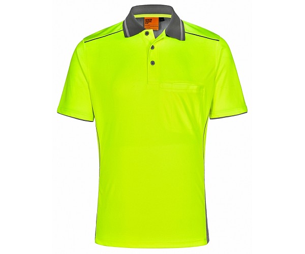 UNISEX HI-VIS BAMBOO CHARCOAL VENTED SS POLO - SW79