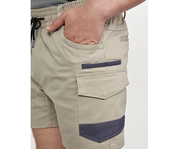 Unisex cotton stretch drill cuffed work shorts - WP29