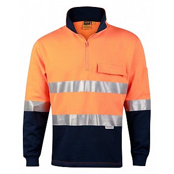 Hi Vis Two Tone Cotton Fleece Sweat With 3M Reflective Tape Sw48 