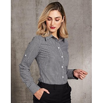 Ladies’ Gingham Check Long Sleeve Shirt M8300l