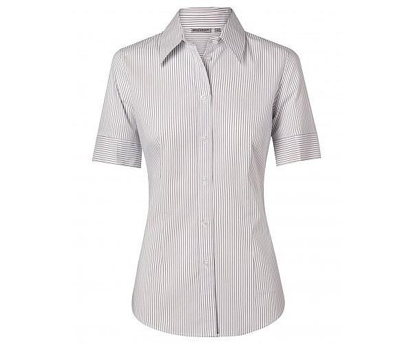 Women's Ticking Stripe Short Sleeve Shirt M8200S