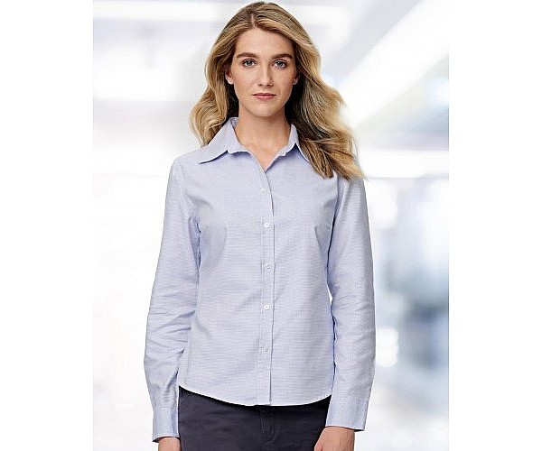 Ladies Dot Contrast Long Sleeve Shirt M8922