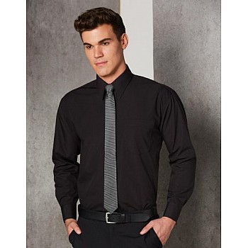 Men's Poplin Long Sleeve Business Shirt Bs01l