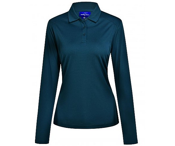 LADIES LUCKY BAMBOO LONG SLEEVE POLO PS90