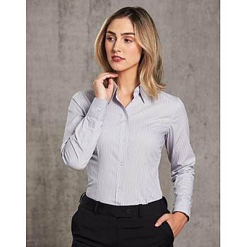 Women's Ticking Stripe Long Sleeve Shirt M8200l