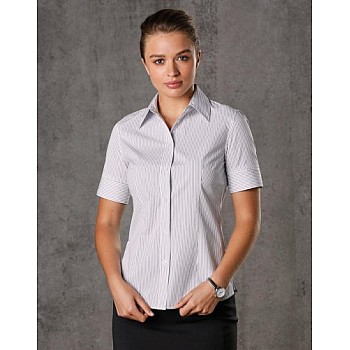 Women's Ticking Stripe Short Sleeve Shirt M8200s