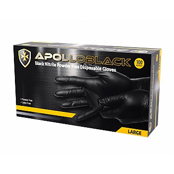 Apollo Black Nitrile Black Powder Free Disposable Gloves