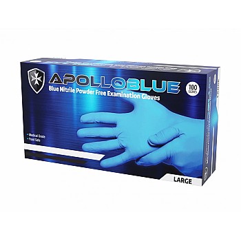 Apollo Nitrile Blue Powder Free Examination Gloves