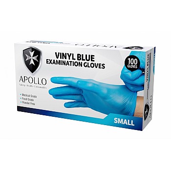 Apollo Vinyl Blue Powder Free Examination Gloves
