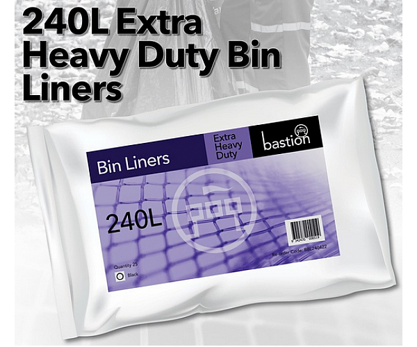 Bin Liner Extra Heavy Duty 240L PACK of 25 Rubbish Removal