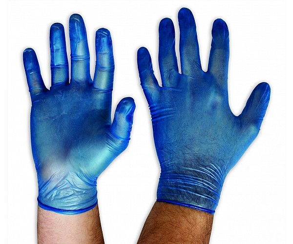 Blue Vinyl Gloves Powdered Disposable Gloves