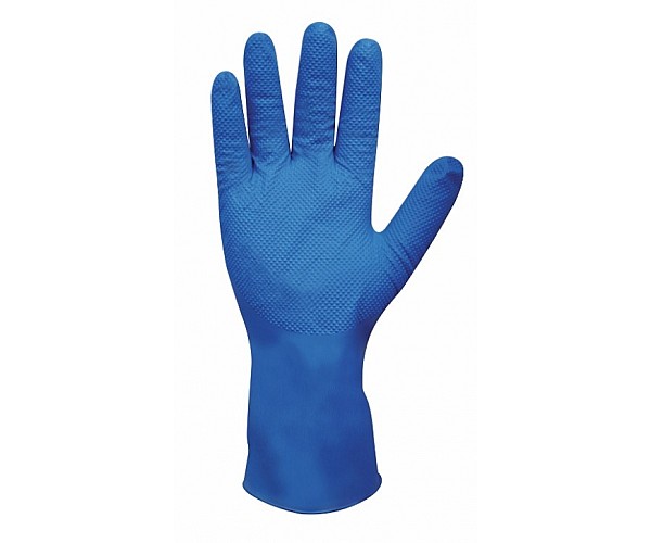 Heavy Duty Nitrile Diamond Grip Blue Long Cuff 300mm Glove