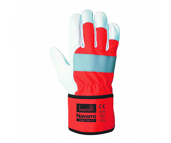 NAVARRO HIGH VIZ PREMIUM LEATHER RIGGER GLOVES Cut Resistant Gloves