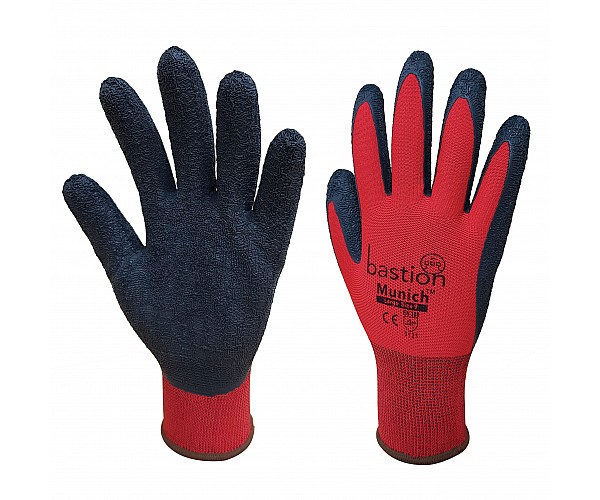 Munich Red Nylon Glove Latex Coating Safety Gloves