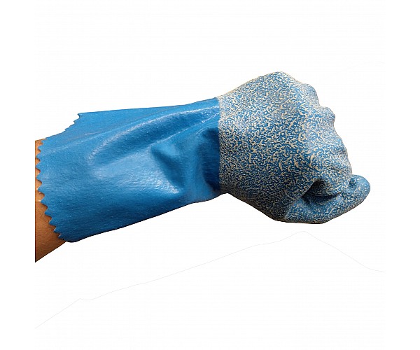 Cottonlined Rubber Glove with rough grip Asbestos Removal Lined Rubber Gloves