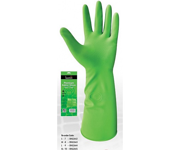 Bastion Premium Green 380mm Rubber Gloves in [colour] - Front View