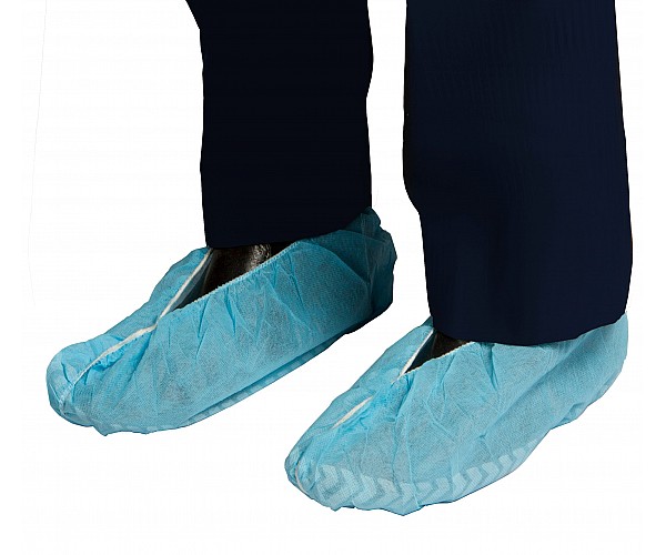 Disposable Shoe Cover Non Slip Sole 500 Pairs in Blue - Front View