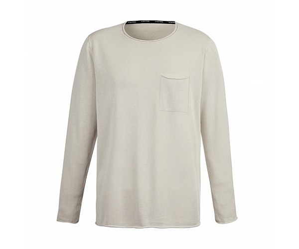 Unisex Streetworx Heritage Pullover - front view, light wash, with chest pocket and rolled hems