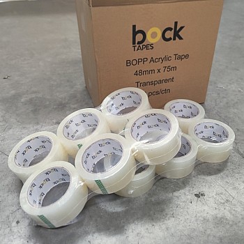 BOCK Packing Tapes Acrylic Glue Clear 48mm