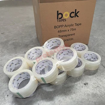 BOCK Packing Tapes Acrylic Glue Clear 48mm x 75M