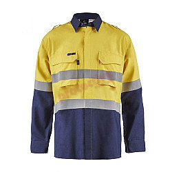 Open Front Hrc2 Shirt With Gusset Sleeves And Fr Reflective Tape Open Front Hrc2 Shirt With Gusset Sleeves And Fr Reflective Tape