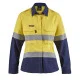 Ladies Hi Vis Two Tone Open Front Shirt With Gusset Sleeves And Fr Reflective Tape
