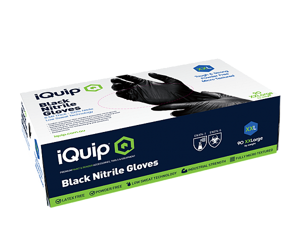 iQuip Textured Black Nitrile Gloves