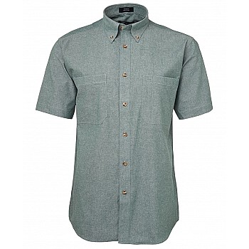 Green Stitch Short Sleeve Button Shirt