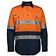 HI VIS Close Front Long Sleeve Work Shirt With Reflective Tape
