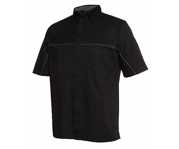 Short Sleeve Button Shirt with Piping