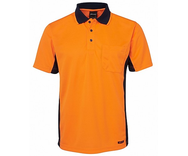 JB's Hi Vis Short Sleeve Sport Polo in Lime and Orange - Front View