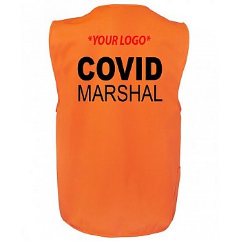 Covid Marshal Or Custom Text Hi Vis Zipper Vest