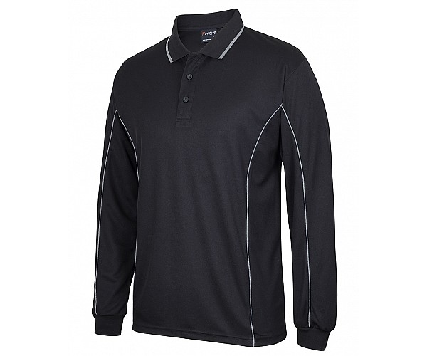 Long Sleeve Polo Shirt With Piping