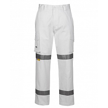 Hi Vis White Night Safety Pants With Reflective Tape