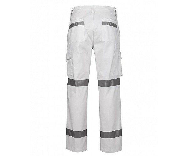HI VIS White Night Safety Pants With Reflective Tape