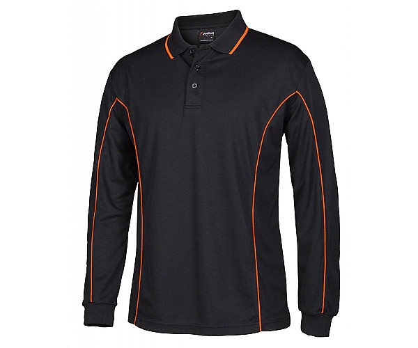 Long Sleeve Polo Shirt With Piping