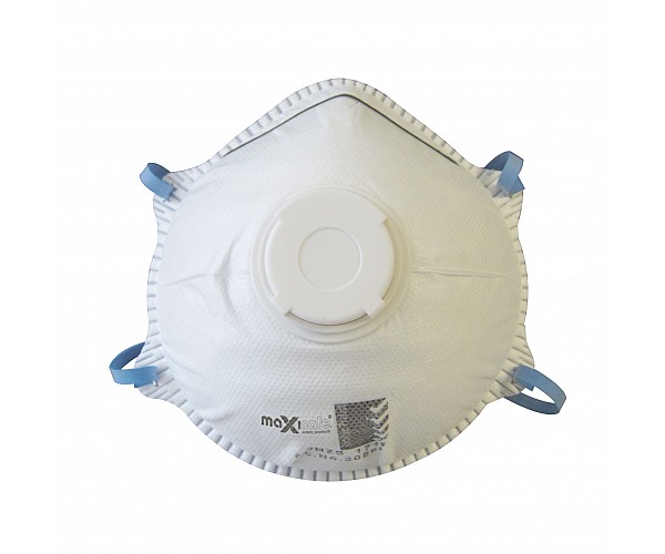 Maxisafe RES514 Conical Respirator Valved P2 N95 BOX of 10 Disposable Respirator Masks