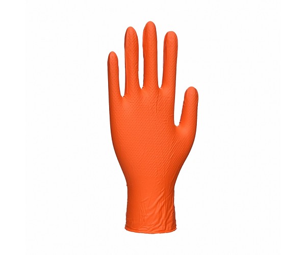 PORTWEST Nitrile Orange Highly Durable Glove - in Orange - Front View