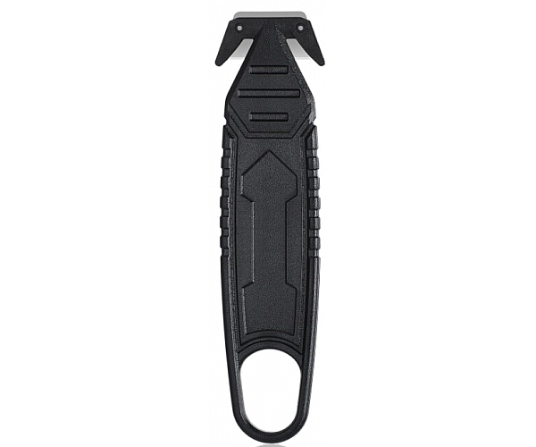 Concealed Safety Blade Cutter with Scrapper in Black - Front View