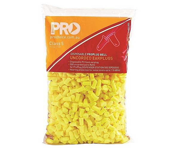 Probell Refill Bag For Dispenser Uncorded 500 Pairs in Yellow - Front View