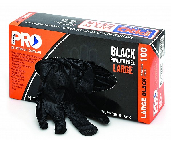 Prochoice Disposable Black Nitrile Heavy Duty Powder Free Gloves MDNPFHD Disposable Gloves